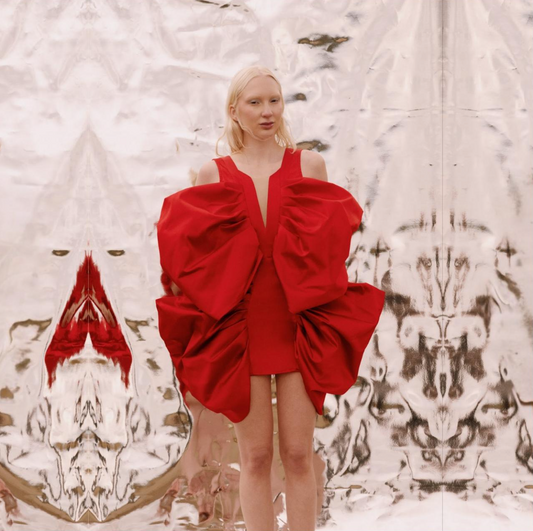 RED SATIN EXPLOSION DRESS