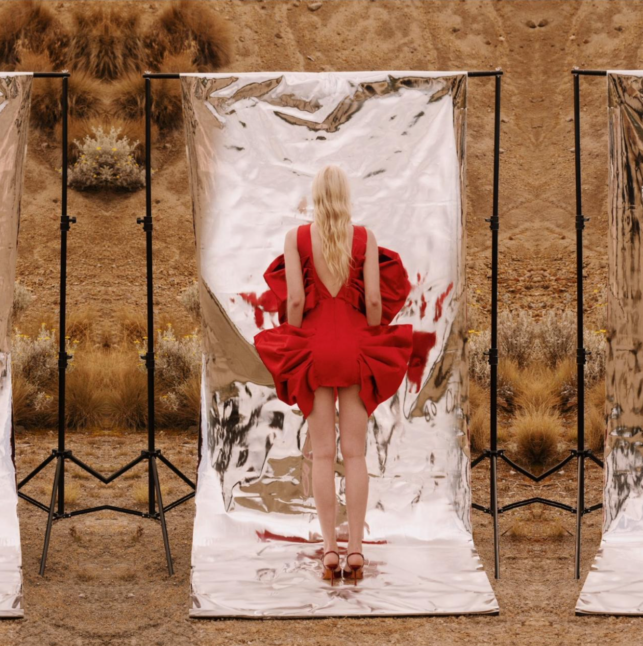 RED SATIN EXPLOSION DRESS